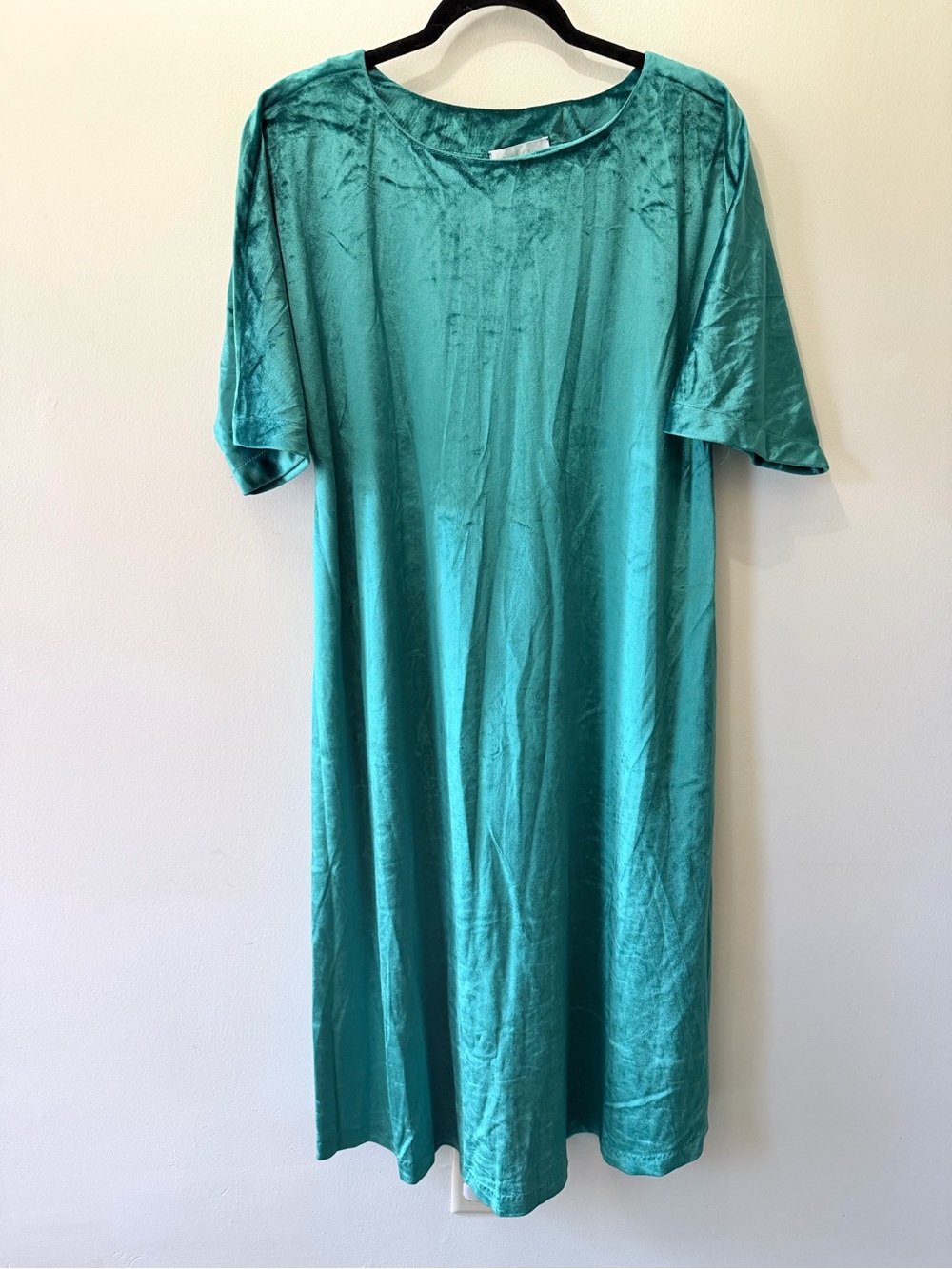 Vintage Lucie Ann Beverly Hills Turquoise Velvet Midi Dress Bonwit Teller L XL